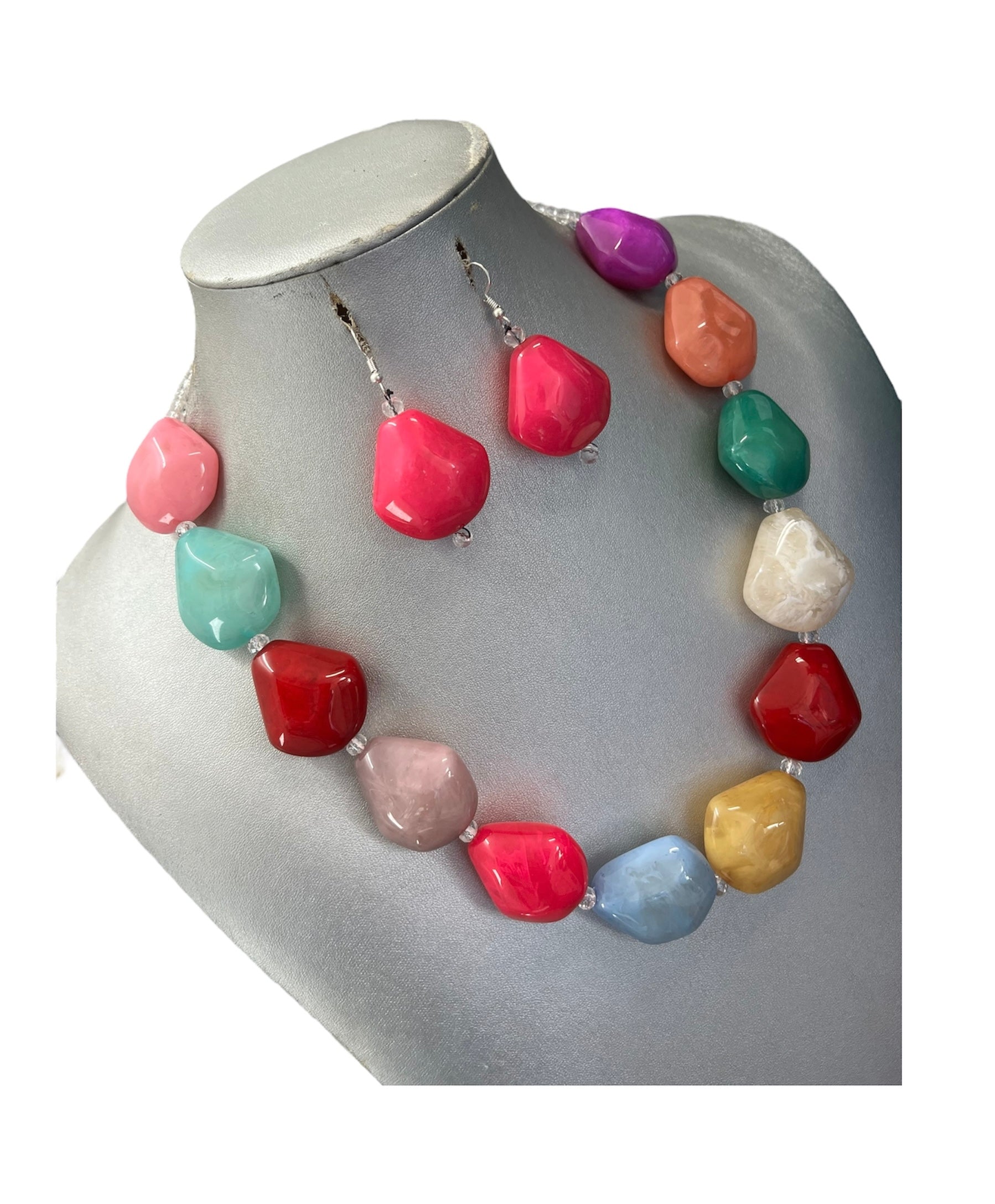 Women's Colorful Stones Necklace Set