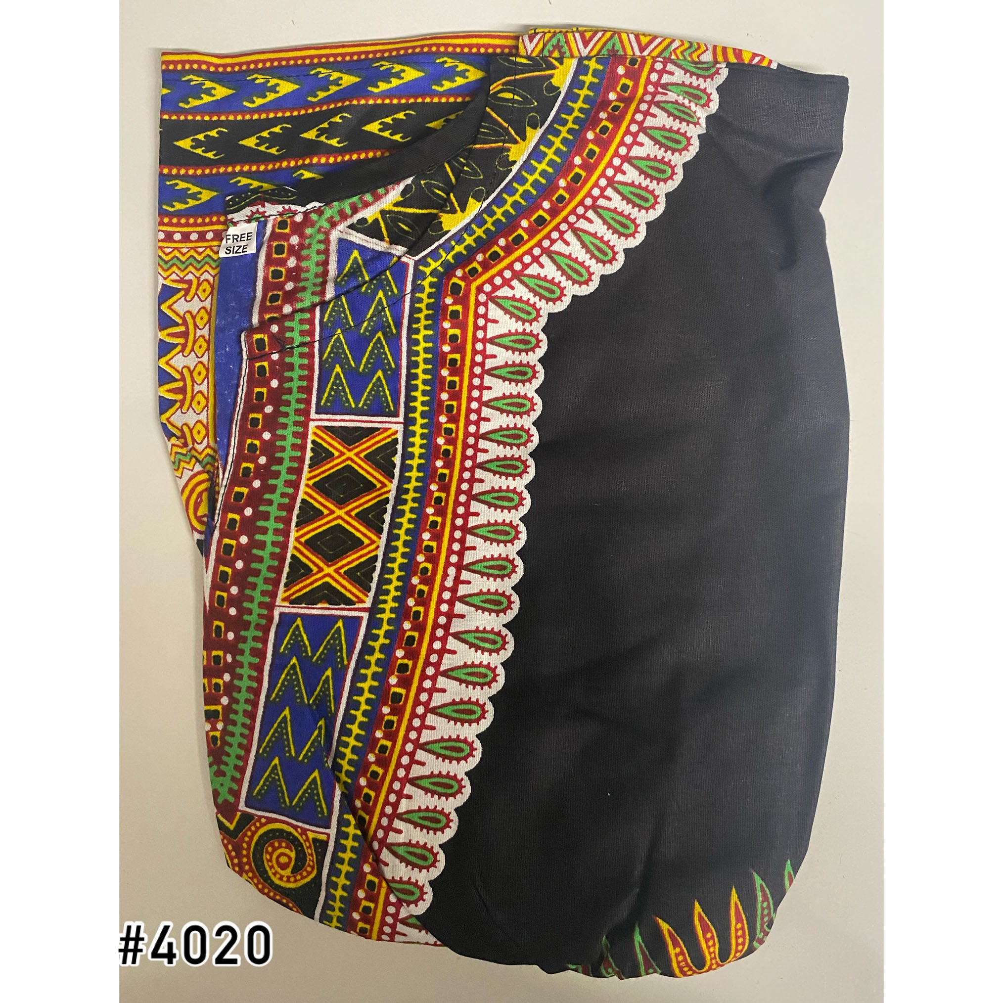 African Girl's Dashiki Drawstring Short Sleeve Short Dress #4020